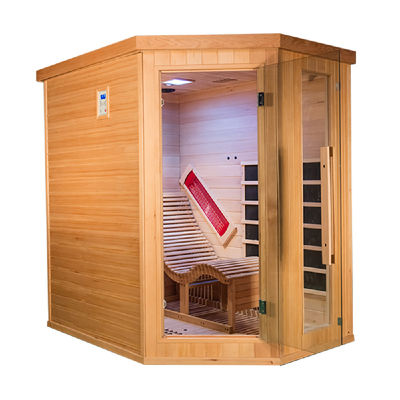 Luxury Canadian Red Cedar Far Infrared Sauna with Panoramic Tempered Glass Door