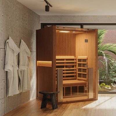Affordable Indoor 1-2 Person Infrared Sauna with Dry Steam Colorful Light