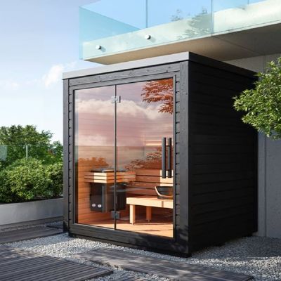 Factory Supply Outdoor Sauna 2-4 Person Family Traditional Steam Sauna Hemlock/Red Cedar Spa