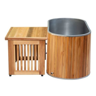 Wooden Ice Bath Barrel with Cedar Finish and Stainless Steel Liner