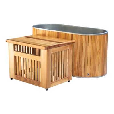 Wooden Ice Bath Barrel with Cedar Finish and Stainless Steel Liner