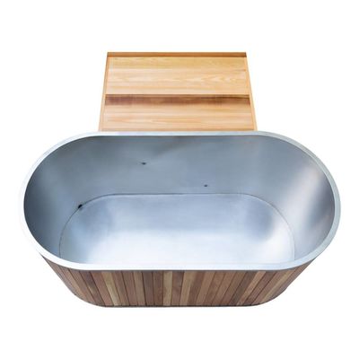 Wooden Ice Bath Barrel with Cedar Finish and Stainless Steel Liner