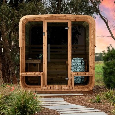 2025 Eco-Friendly Wet Steam Red Cedar Traditional Steam Sauna room with Resonance Speaker