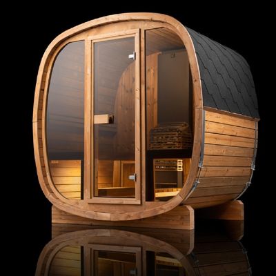 Wooden Far Infrared Sauna with Smart Control Panel and Panoramic Tempered Glass Door