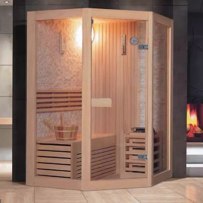 2025 Wooden Luxury Indoor Sauna Room for Home 1560W Power 18-65°C Temperature Adjustable