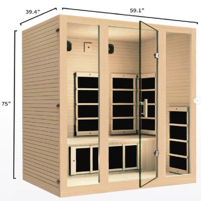 Hot Selling Traditional Wood Steam Sauna Room for Bathroom with Shower Cabin and 6kw Stove Heating