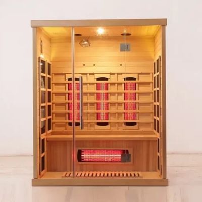 Hot Selling Traditional Wood Steam Sauna Room for Bathroom with Shower Cabin and 6kw Stove Heating